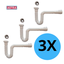 Ver imagem 2 de Kit 3un Sifão Sanfonado Extensivo Universal Abs Branco Astra