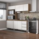 Ver imagem 1 de Cozinha Compacta para Apartamento Planejada 200x202 Cm 3 Peças MDP Branco MENU