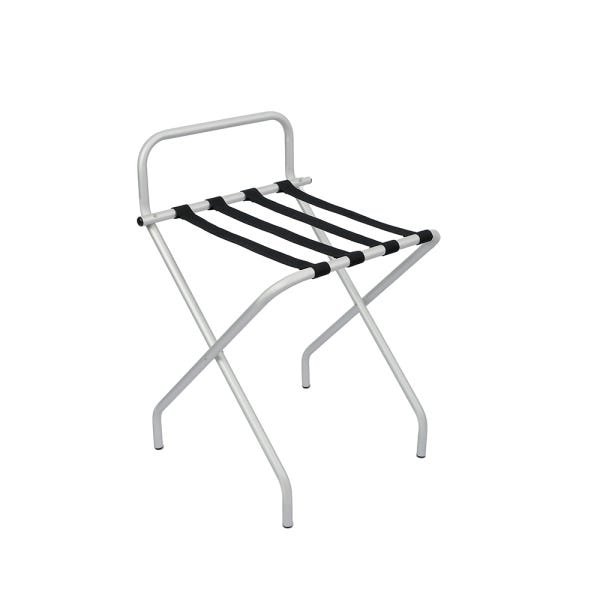 Suporte Para Mala Anodização Fosco Tira Em Nylon Preta Com Encosto - 74X52X52 Cm