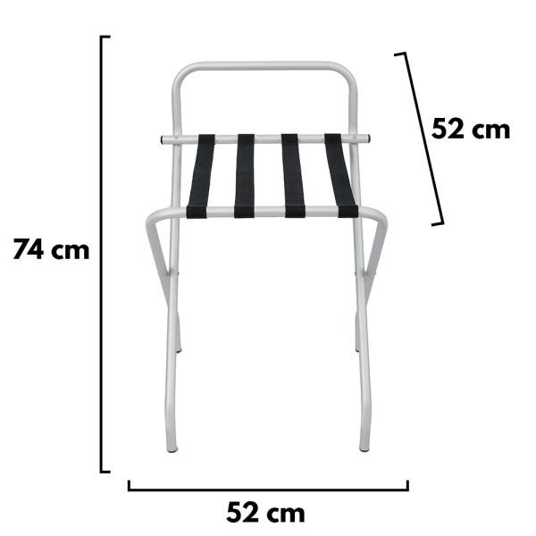 Suporte Para Mala Anodização Fosco Tira Em Nylon Preta Com Encosto - 74X52X52 Cm - 5