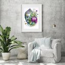Ver imagem 1 de Quadro Aquarela Buda com Flor de Lotus - 60x48cm:madeira Branca
