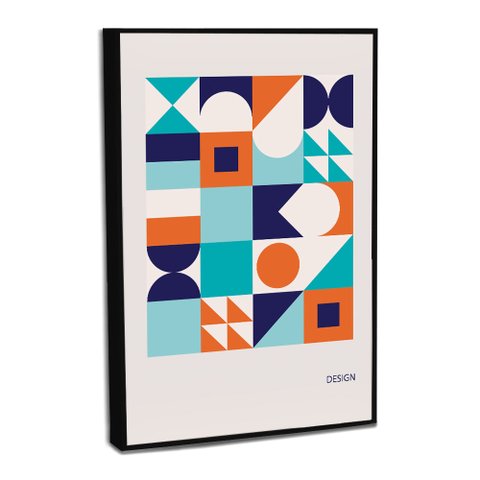 Quadro Decorativo Bauhaus Design Minimalista com Moldura Filete