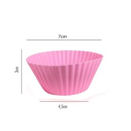 Kit com 6 Formas para Cupcake Silicone 7cm Multiuso - Rosa - 4