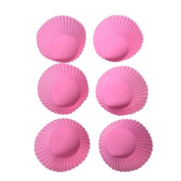 Kit com 6 Formas para Cupcake Silicone 7cm Multiuso - Rosa - 1