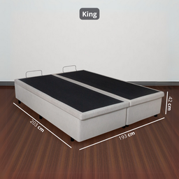 Cama Box Baú King 193x203x42cm Courino Linho com Pistão a Gás - 2