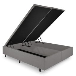 Cama Box Baú King 193x203x42cm Courino Linho com Pistão a Gás - 3