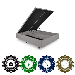 Cama Box Baú King 193x203x42cm Courino Linho com Pistão a Gás - 5