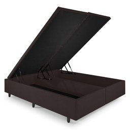 Cama Box Baú King 193x203x42cm Courino Linho com Pistão a Gás - 3