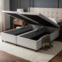 Ver imagem 6 de Cama Box Baú Queen 158x198x42cm Courino Linho com Pistão a Gás