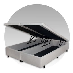 Cama Box Baú Queen 158x198x42cm Courino Linho com Pistão a Gás - 4 Cama Box Baú Queen 158x198x42cm Courino Linho com Pistão a Gás - 4