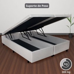 Cama Box Baú Queen 158x198x42cm Courino Linho com Pistão a Gás - 7 Cama Box Baú Queen 158x198x42cm Courino Linho com Pistão a Gás - 7
