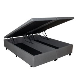 Cama Box Baú Queen 158x198x42cm Courino Linho com Pistão a Gás - 3