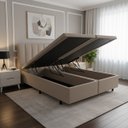Ver imagem 1 de Cama Box Baú Queen 158x198x42cm Courino Linho com Pistão a Gás