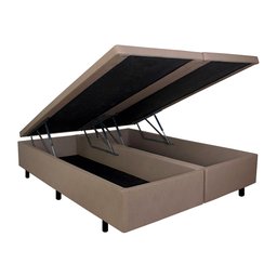Cama Box Baú Queen 158x198x42cm Courino Linho Bege com Pistão a Gás - 4