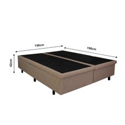 Cama Box Baú Queen 158x198x42cm Courino Linho Bege com Pistão a Gás - 3