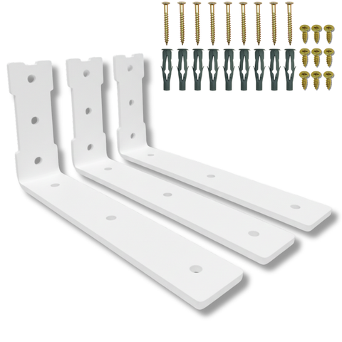3 Suportes para Prateleira Fixo de Parede 15cm Formato L Aço Reforçado Moderno Branco