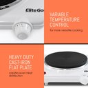 Ver imagem 2 de Elite Gourmet Chapa Elétrica Portátil de Ferro Fundido 1000w com Controle de Temperatura (branca)