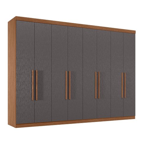 Guarda Roupa Roupeiro Casal 8 Portas 4 Gavetas Master New 8.4 Jatoba Grafite Santos Andirá