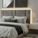 Ver imagem 3 de Cabeceira Queen Estofada com Led - Suede Cinza