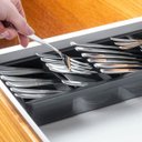 Ver imagem 3 de Organizador Divisor de Talheres Clear Compartimento Facas Garfos Colheres Ou Preto