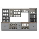 Ver imagem 3 de Cozinha Completa Americana 12 Portas 7 Gavetas com Vidro 100% Mdf Cinza/nature - Henn