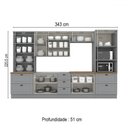 Ver imagem 4 de Cozinha Completa Americana 12 Portas 7 Gavetas com Vidro 100% Mdf Cinza/nature - Henn