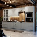 Ver imagem 1 de Cozinha Completa Americana 12 Portas 7 Gavetas com Vidro 100% Mdf Cinza/nature - Henn