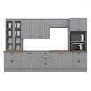 Ver imagem 2 de Cozinha Completa Americana 12 Portas 7 Gavetas com Vidro 100% Mdf Cinza/nature - Henn