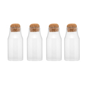 Kit de 04 Potes de Vidro com Tampa de Rolha 250ml