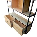 Ver imagem 4 de Estante Industrial Ferro Cor Preta e Madeira Cor Marítimo - com Nichos, Prateleiras e Gavetas