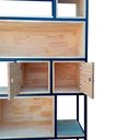 Ver imagem 3 de Estante Industrial Ferro Cor Preta e Madeira Cor Marítimo - com Nichos, Prateleiras e Gavetas