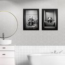 Ver imagem 2 de Kit 2 Quadros Decorar Banheiro - Urso Panda 45x34cm - com Vidro:moldura Branca