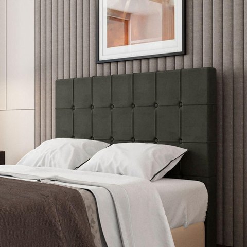 Cabeceira Estofada King 195 Cm Turmalina Veludo Marrom