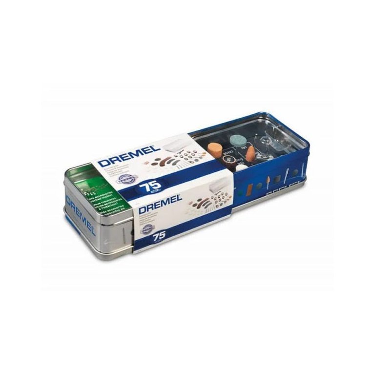 Kit Para Retifica com 75 Acessórios + Caixa Metálica - Dremel
