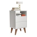 Ver imagem 2 de Mesa de Cabeceira Retrô Pés Palitos 2 Gavetas -lotus- Cm - Branco