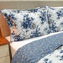 Ver imagem 3 de Cobre Leito King Confort Print Micropercal 300 Fios Toque de Algodão 3 Peças - Flores Azuis - 100% P