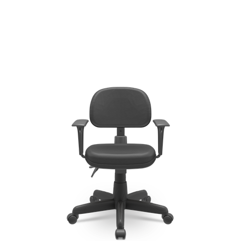 Cadeira Giratória Operativa Secretária Plus Nr17 Plaxmetal com Braço Reg Couro Ecológico Preta