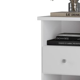 Mesa de Cabeceira Otto 1 Gaveta e Rodízios – Branco – Móveis Primus - 2