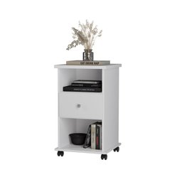 Mesa de Cabeceira Otto 1 Gaveta e Rodízios – Branco – Móveis Primus - 4