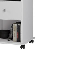 Mesa de Cabeceira Otto 1 Gaveta e Rodízios – Branco – Móveis Primus - 3