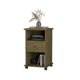 Mesa de Cabeceira Otto 1 Gaveta e Rodízios – Amendoa Wood – Móveis Primus - 4