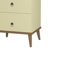 Ver imagem 3 de Mesa de Cabeceira Retrô com 3 Gavetas Creta - Pérola com Freijó - Móveis Primus