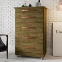 Ver imagem 1 de Cômoda Emas 5 Gavetas com 1 Chave – Amendoa Wood – Móveis Primus