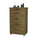 Ver imagem 4 de Cômoda Emas 5 Gavetas com 1 Chave – Amendoa Wood – Móveis Primus