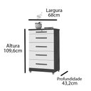 Ver imagem 5 de Cômoda Emas 5 Gavetas com 1 Chave – Amendoa Wood – Móveis Primus