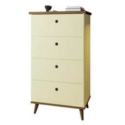 Cômoda com 4 Gavetas Retrô Lottus - Pérola com Freijó - Móveis Primus - 4