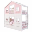 Ver imagem 3 de Treliche Infantil Casinha Dos Sonhos com Fechamento Inferior Branco em Madeira Maciça Rosa | Branco