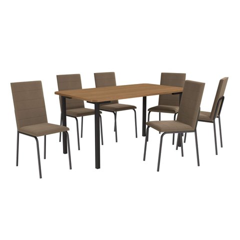 Conjunto de Mesa Completo com 6 Cadeiras Estofadas Cmc1005prf Kappesberg Crome