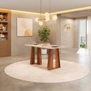 Ver imagem 1 de Mesa de Antar Karen 1700 Tampo Chanfrado 2026 Marrom/Freijo/Off White