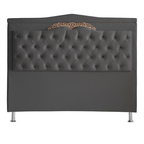 Cabeceira de Cama Box Helena Casal 140 Cm Capitonê Retro Botão Encapados Suede Grafite Eli Móveis